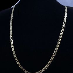 $2375 Yellow Gold Beveled Marine Solid Chain Necklace