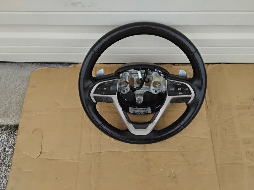 Nice 2014 Dodge Durango Black Leather Steering Wheel With Paddle Shiftlers OEM Like New.