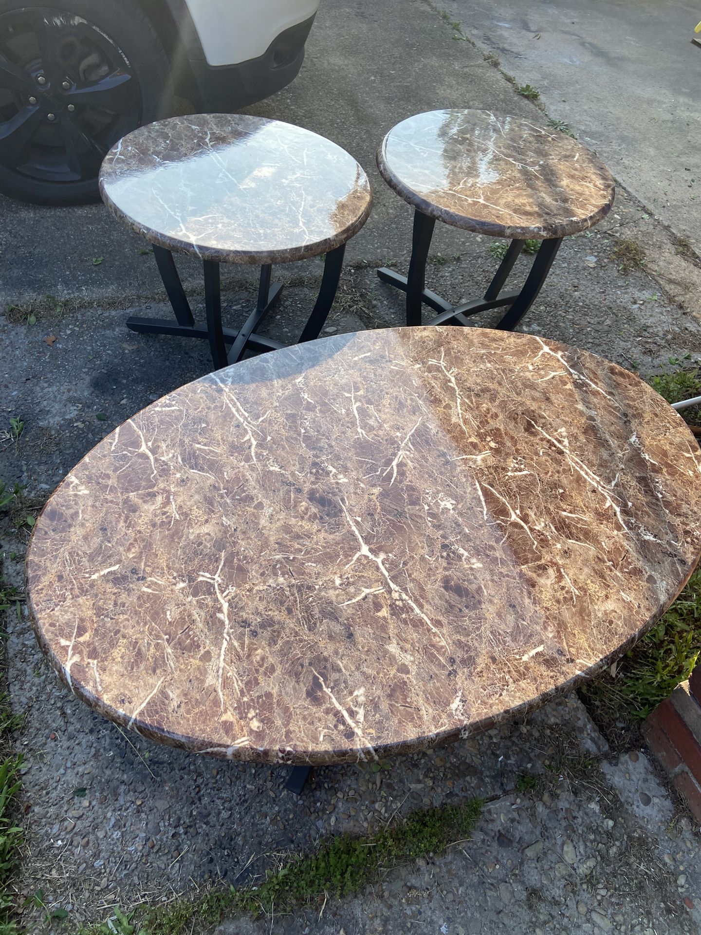 Faux Marble coffee Table And End Tables, Livingroom Table Set, Side ...