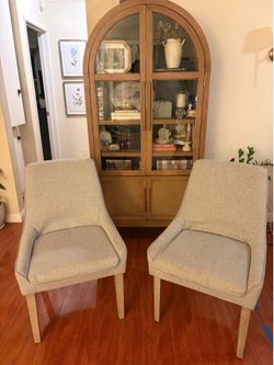2 Upholstered Dining Chairs – Light Gray