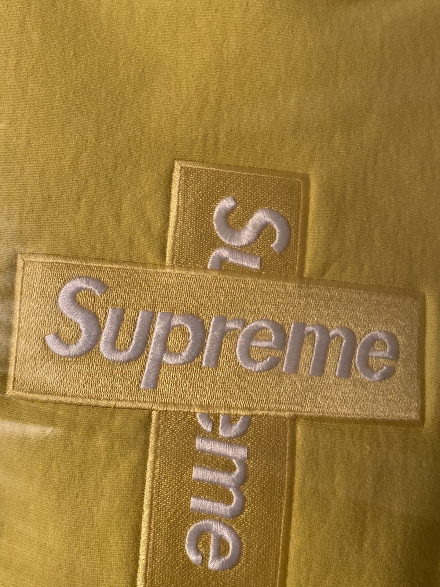 Supreme Cross Box Logo Hoodie Sweatshirt XL Navy Yellow