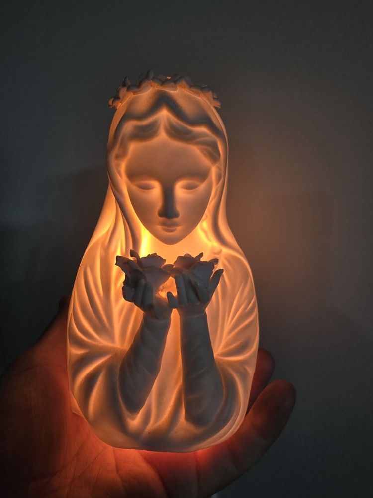 Vintage Lenwile China Mother Mary Lighted Figurine