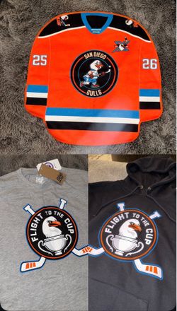 SAN DIEGO GULLS “FLIGHT TO THE CUP” Playoffs Fan Bundle  ALL NEW.  NEVER WORN.  Pick Up Ahytime.   NWT You get ALL THREE: -Black Hoodie, Gray Tee, & O
