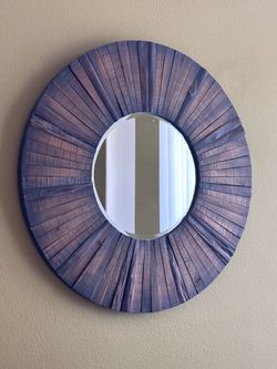 Round rustic wood mirror