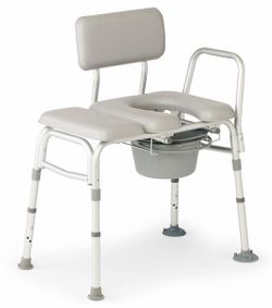 Medline Combination Transfer Bench and Commode, Padded, 400 lb capacity