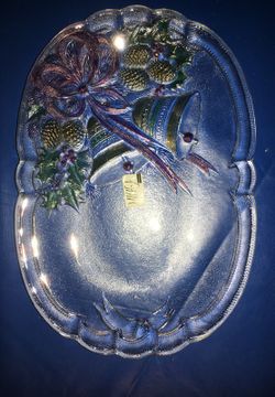 Mikasa New in Box Crystal 10 1/4" Christmas Platter