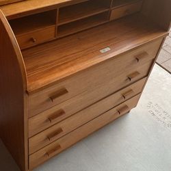 Teak Roll Top Desk