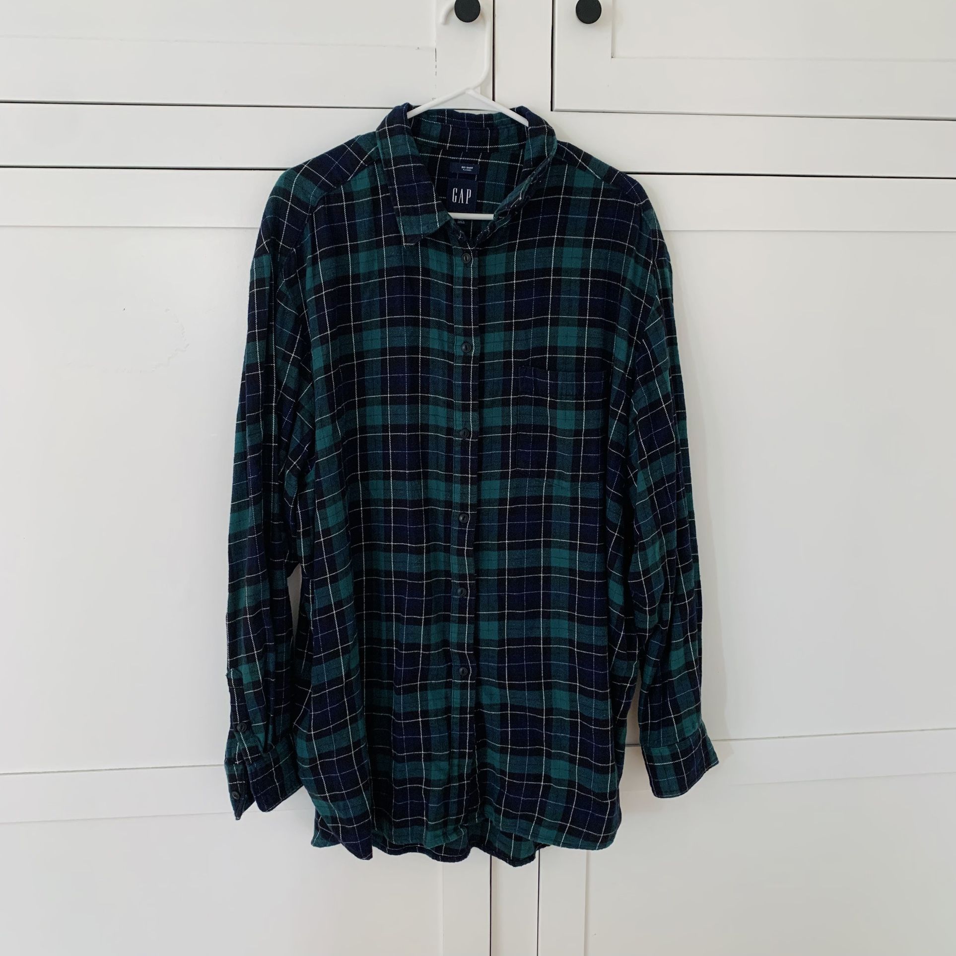 Gap Big Shirt Blue Green Flannel Size XL Tall