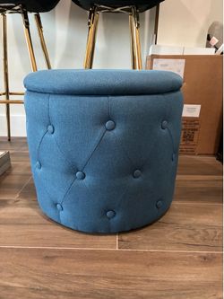 Blue Ottoman/ Pouf with Storage