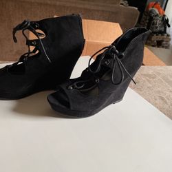 Women’s 6.5 wedges  and  size 4 Youth ankle Boots  $5 each