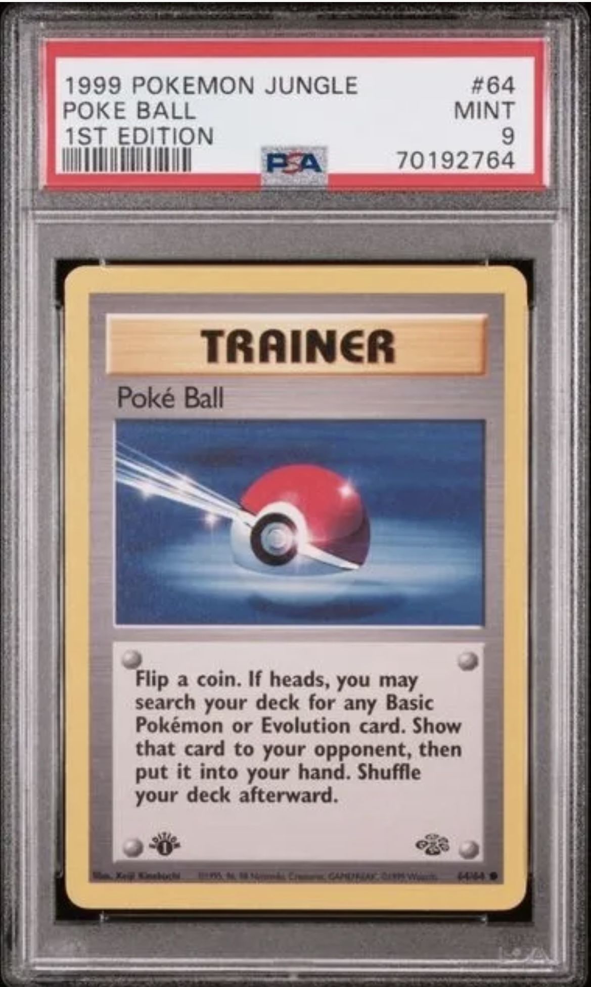 1999 POKEMON 1ST EDITION JUNGLE POKE BALL#64 PSA 9 MINT