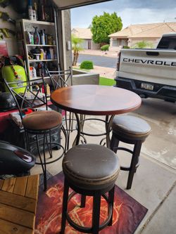Bar height table and 4 bar stools
