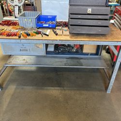 Industrial Steel Work Table Bench W/ Drawer