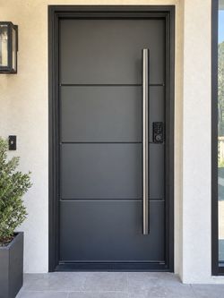 The Monolith 36”x80” Single Iron Door, Heavy Duty Security Door, Push Handles, Matte Black