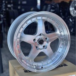 JNC 010 17x8 5x114.3 +30 Silver Machine Face 4 new Wheels