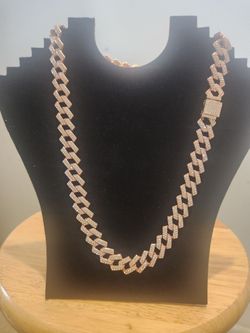 Men's 24-inch 10mm VVS MOISONITE ROSE GOLD CHAIN