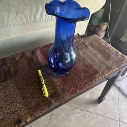 Large Blue Glass Pot