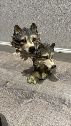 Wolf Head Twohead Wolf Bust