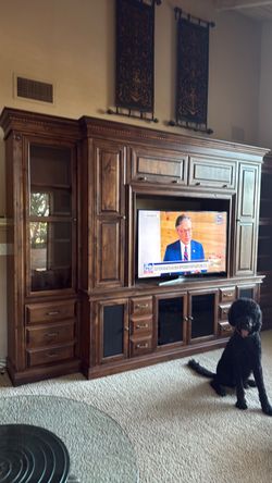 Large Wood Entertainment Center Wall Unit