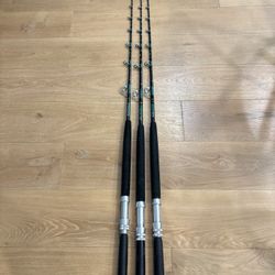 Lot of 3 Heavy Duty off shore big game trolling rods