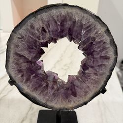 Natural Amethyst Geode Slice on Stand