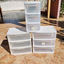 3 Plastic Drawers 