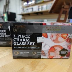 2pk – Thyme & Table 12oz Pink Heart Drinking Glasses