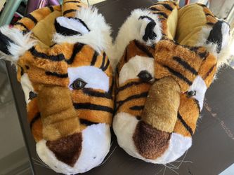 Tiger Plush Slippers Adult Medium 9-10 Animal Slippers Cute