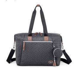 Dikaslon Diaper Bag Tote with Pacifier Case and Changing Pad, Large Travel Diaper Tote for Mom and Dad, Multifunction Baby Bag for Boys and Girls, Dar