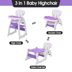 Toddler 3 in 1 convertible high chair , newn
