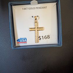 14k gold cross pendant