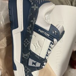 LV Trainer Denim Leather Sneakers 
