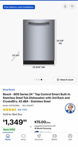 Bosch 800 Series 24" Built-In Dishwasher Stainless Steel