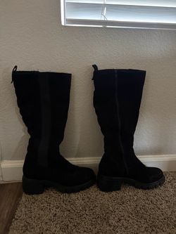 Black Suede Women's Knee-High Boots (Size W 9.5)
