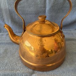 Copper Tea Kettle With Wooden Handle