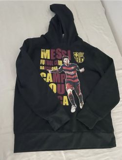 FCB Barcelona Mens Sz L Messi Hoodie BARCA Sweatshirt Hoodie Pullover