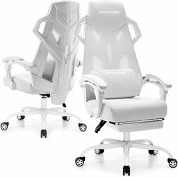 New GTPLAYER Gaming Chair, Computer Chair with Mesh Back, Ergonomic Game Chair with Footrest, Reclining Game Chair with Adjustable Headrest and Lumbar