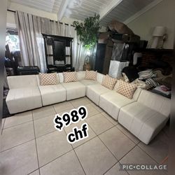 White 7 Piece  Living Room Modular Sectional Sofa 