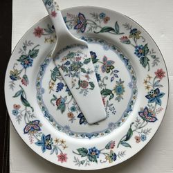 Andrea by Sadek India Garden 10" Cake Plate with Server Original Package