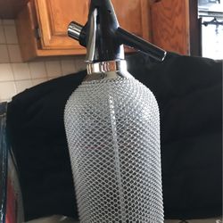 Glass Seltzer Wire Mesh Vintage Merkuria
