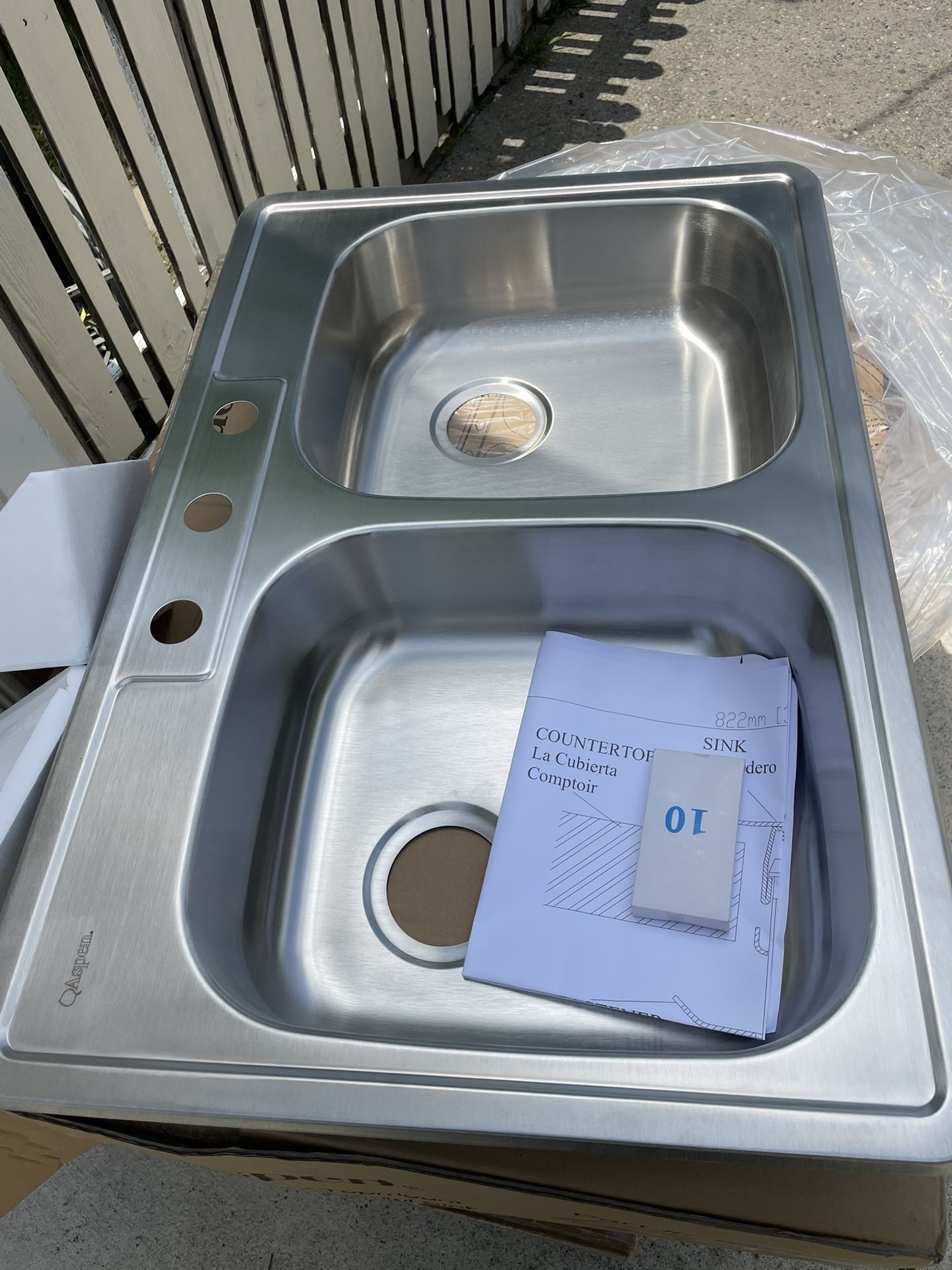 Aspen Stainless Steel Topmount 33”22G Double Bowl Sink
