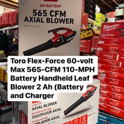 Toro Flex-Force 60-volt Max 565-CFM 110-MPH Battery Handheld Leaf Blower 2 Ah (Battery and Charger