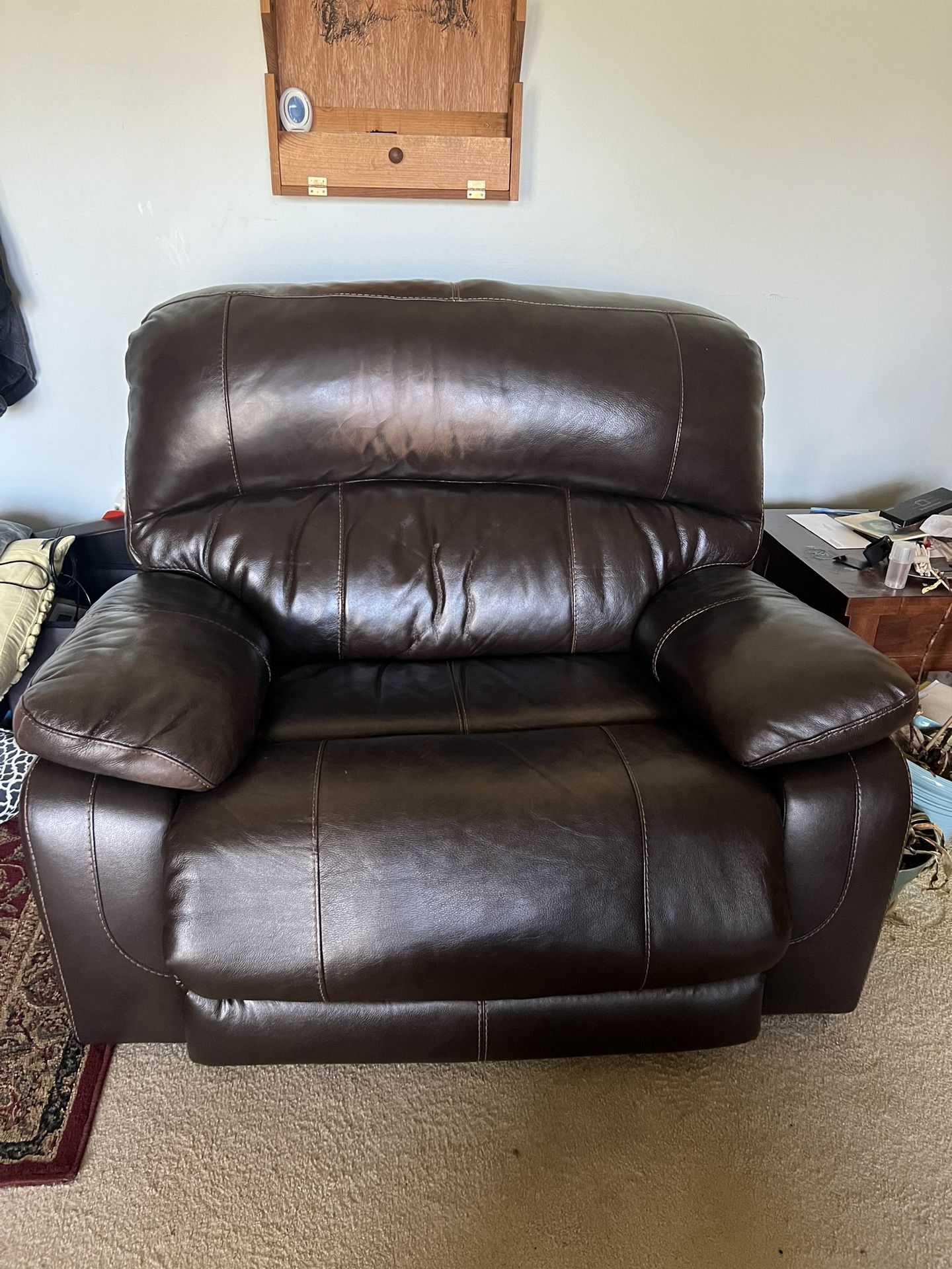 Oversized Dual Power Leather Recliner