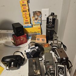 Multiple Vintage And Old Cameras