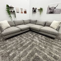 Living Spaces Grey Sectional Couch - Free Delivery 
