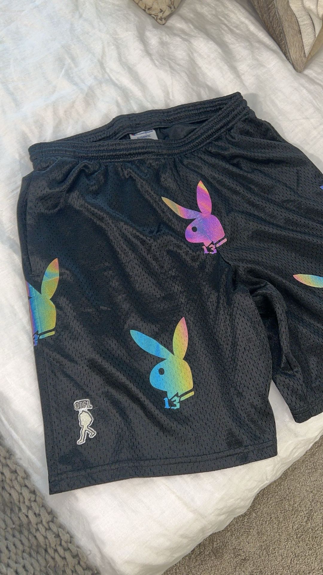 Mens QTFL playboy Reflective Champion Mesh Shorts medium