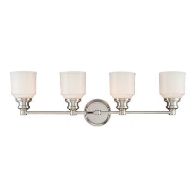 Windham 4-Light Vanity Light – Brushed Nickel Finish w/ Frosted Glass Shades