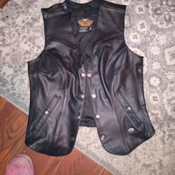 Women's Harley Davidson Black Leather Vest 
