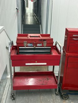 50$ Red Rolling Tool Cart with Drawer and Shelf Key included