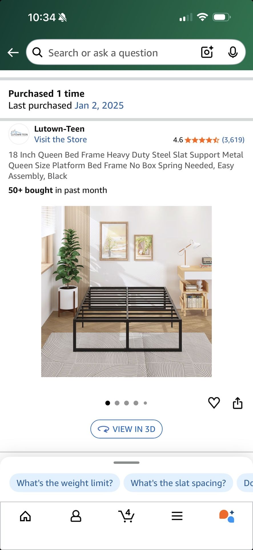 18 Inch Queen Bed Frame Heavy Duty Steel Slat Support Metal Queen Size Platform Bed Frame